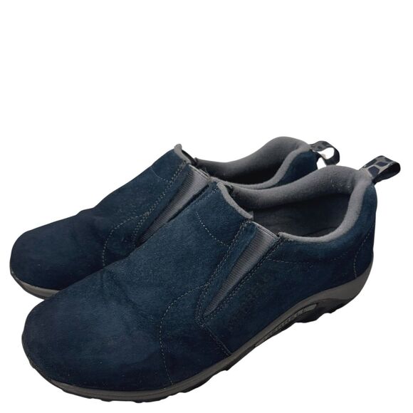 Merrell Jungle Moc Kids‎ Shoes Size 5.5M Blue Suede Leather Slip On - Picture 1 of 11